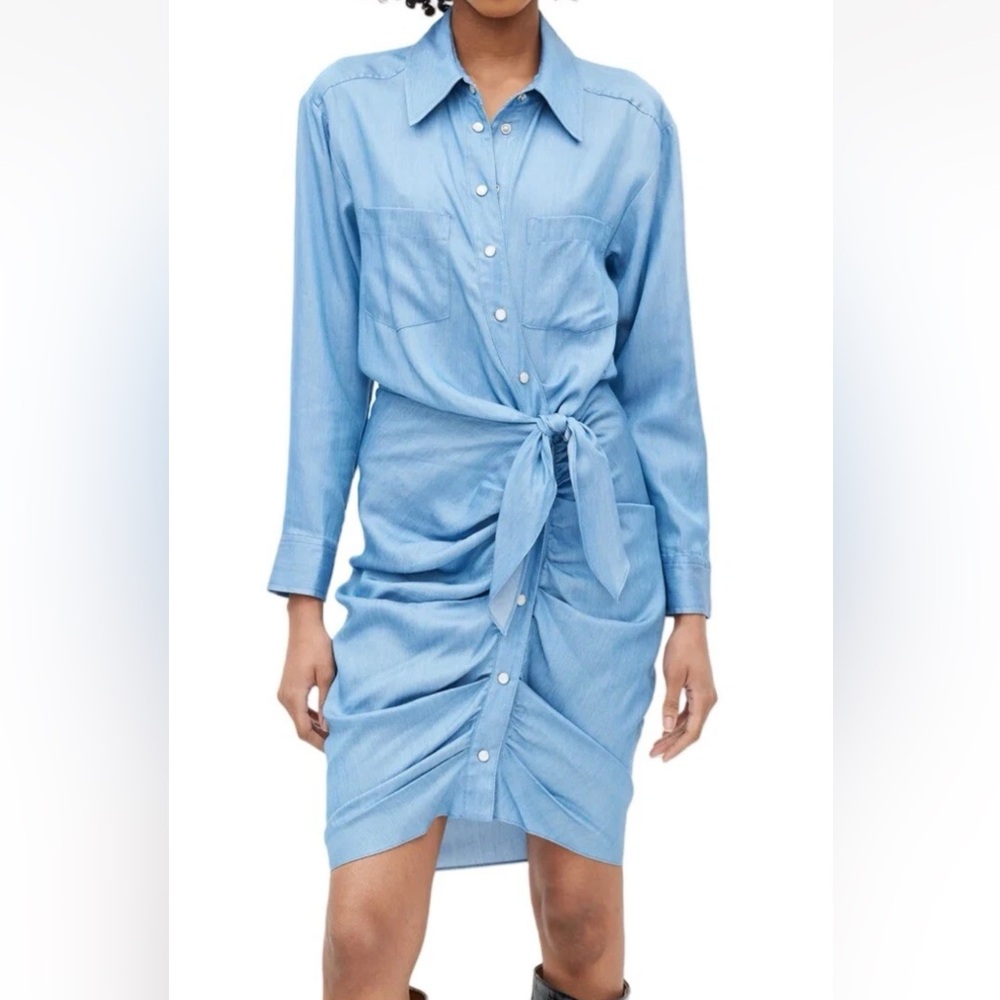 Veronica Beard Tie-Front Button-Up Shirt Dress Size 6